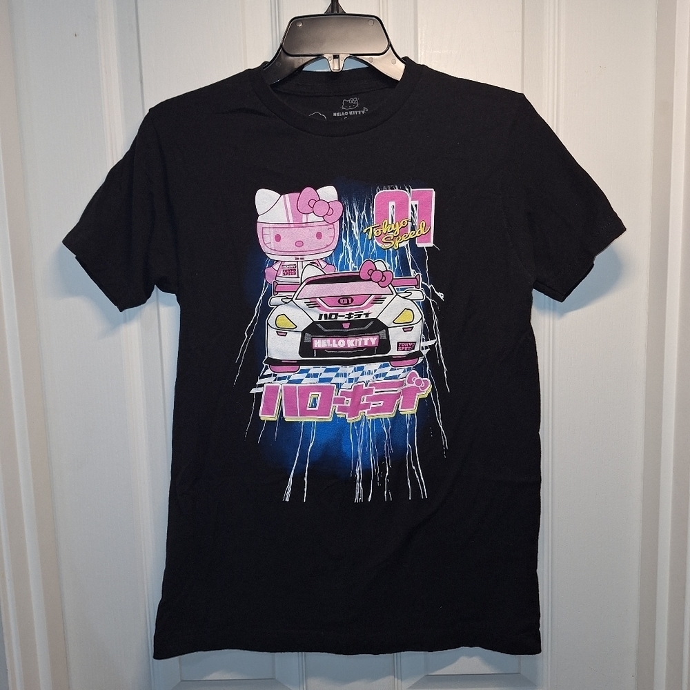 Sanrio Hello Kitty Racing Tee Black Pink Small
